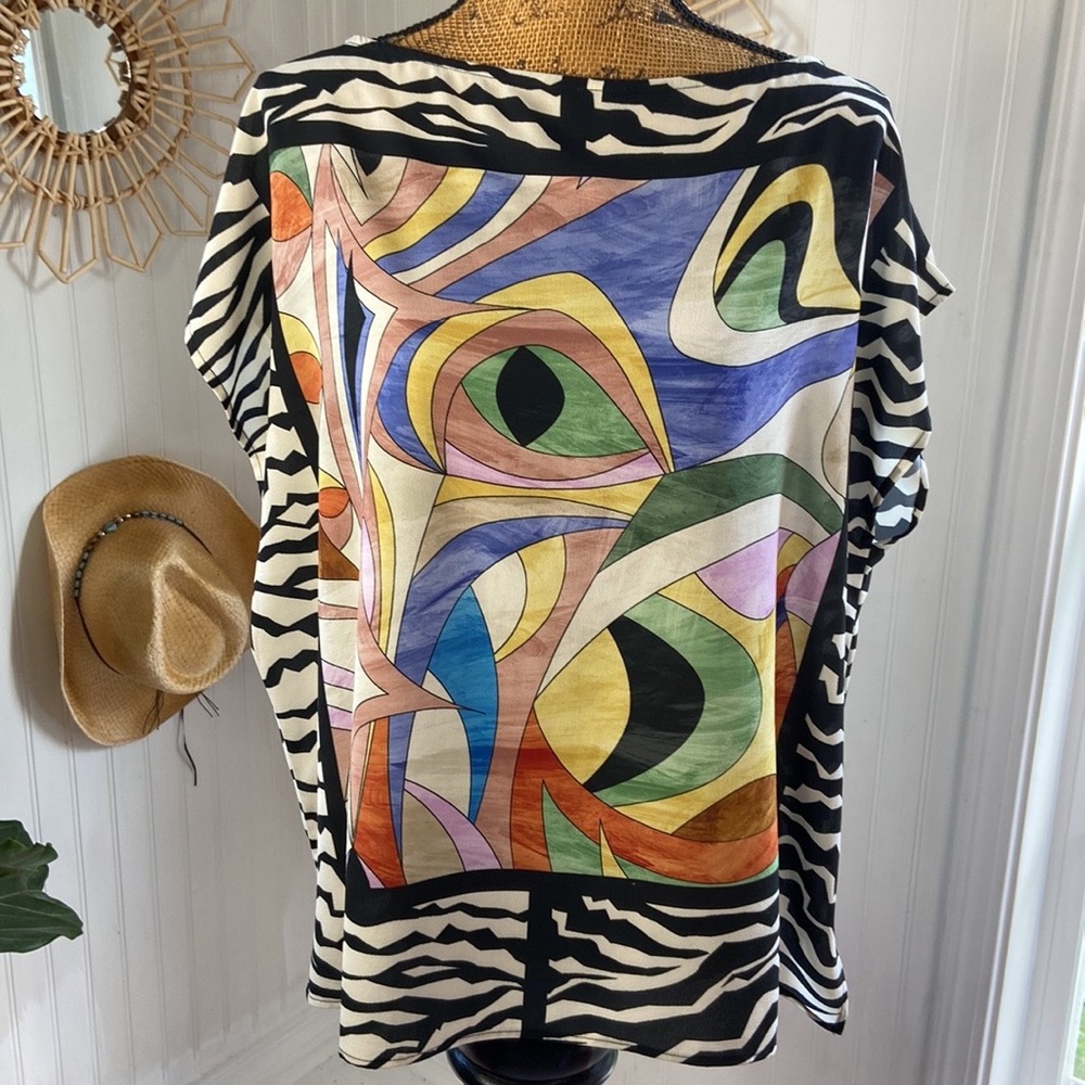 Vintage Mely NY Artsy Abstract Blouse Top